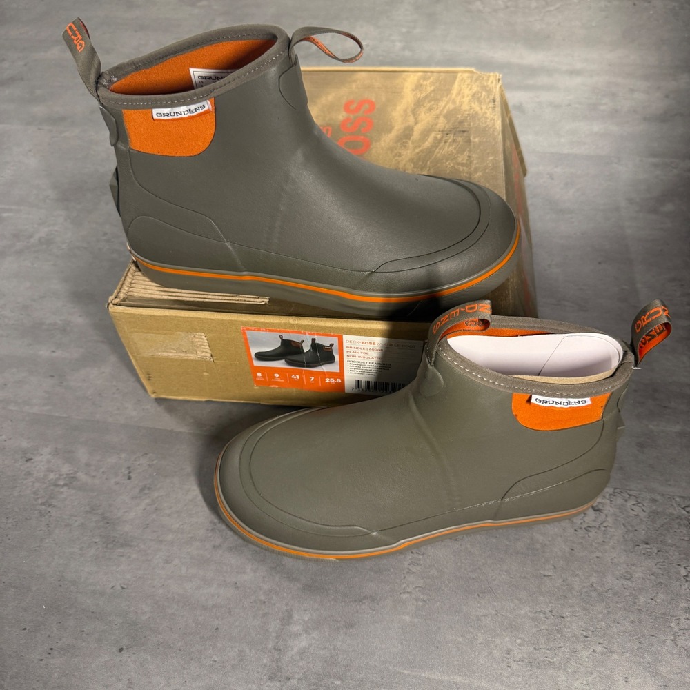 Grundens Deck-Boss Ankle‎ Boot Men 8 Womens 9 Brindle Brown Orange Waterproof